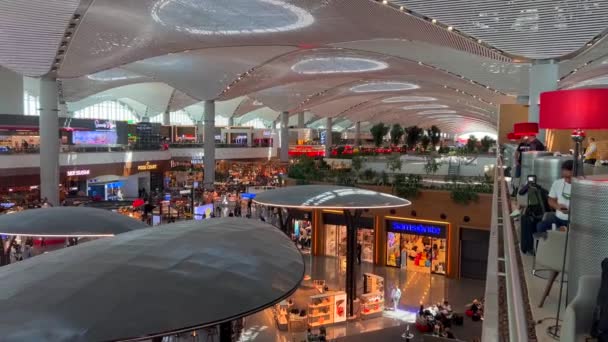 Prachtig Uitzicht Van Turkish Airlines Business Lounge Internationale Luchthaven Istanbul — Stockvideo