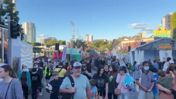 Grande Multidão Pessoas Visitando Brisbane Ekka Exposição Agrícola Anual Royal — Vídeo de Stock