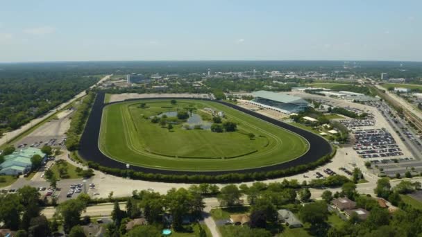 Filmación Cinematográfica Sobre Hipódromo Internacional Arlington Verano — Vídeo de stock