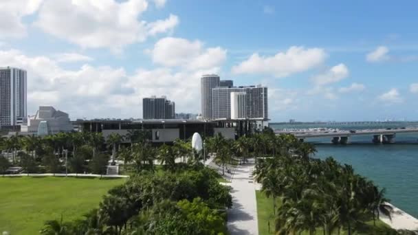 Vista Aérea Museu Arte Perez Maurice Ferre Park Downtown Miami — Vídeo de Stock