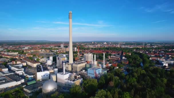 Planta Aérea Central Calefacción Energía Braunschweig Alemania — Vídeo de stock