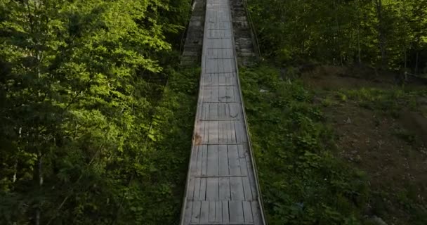 Salto Esqui Diluído Nas Montanhas Bakuriani Distrito Borjomi Geórgia Rastreamento — Vídeo de Stock