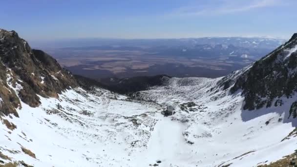 Воздушный Беспилотник Горах Высоких Татр Зимой Словакии — стоковое видео