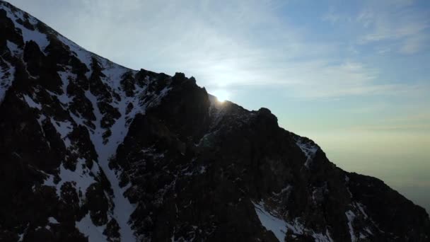 Воздушный Беспилотник Горах Высоких Татр Зимой Словакии — стоковое видео