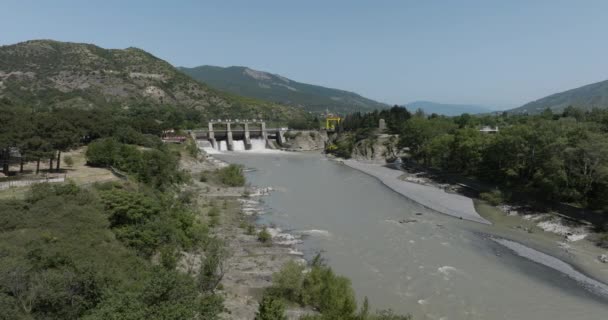 Wasserkraftwerk Des Kura Flusses Flussabwärts Von Mzcheta Der Georgischen Provinz — Stockvideo