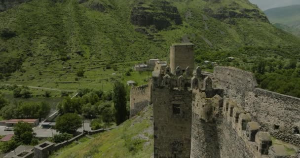 Gürcistan Daki Khertvisi Kale Savaşları Kule Taş Duvarlar Hava — Stok video