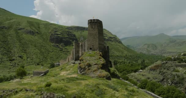 Fortaleza Medieval Primitiva Khertvisi Meskheti Histórico Georgia Del Sur Disparo — Vídeos de Stock