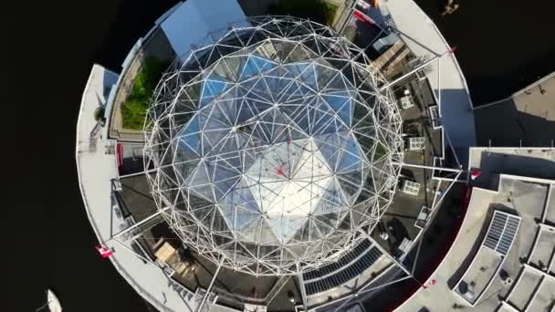 Top View Science World Geodesic Dome Népszerű Tudomány Múzeum Kanadában — Stock videók