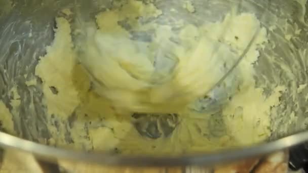 Close Looking Butter Stand Mixer Being Mixed — Stock Video