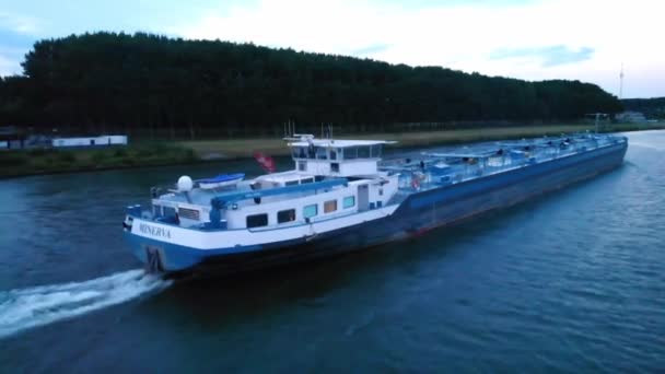 Minerva Liquid Tanker Ship Underway Oude Maas Вид Верхнього Борту — стокове відео