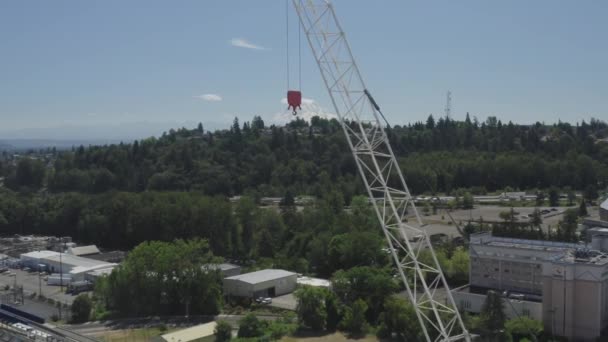 Turmdrehkran Auf Der Baustelle Tacoma Washington Usa Antenne — Stockvideo