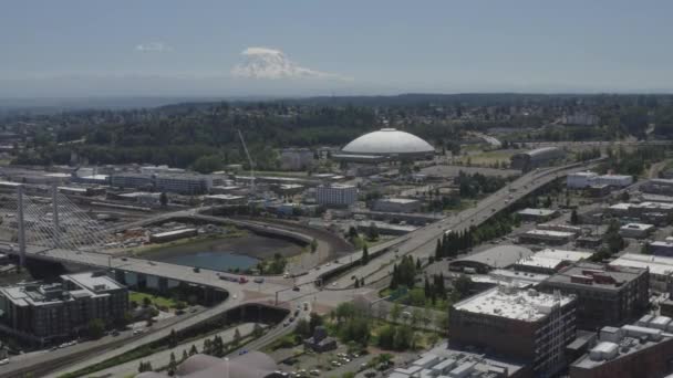 Vista Aérea Del Tráfico East 21St Street Bridge Tacoma Dome — Vídeo de stock