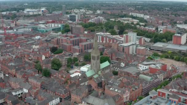 Girando Drone Girato Intorno Alla Cattedrale Leicester — Video Stock