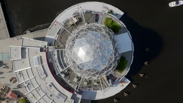 Overhead View Science World Museum False Creek Vancouver Canada — 비디오