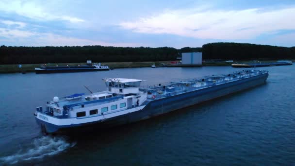 Minerva Liquid Tanker Ship Underway Oude Maas Вид Висоти Правого — стокове відео