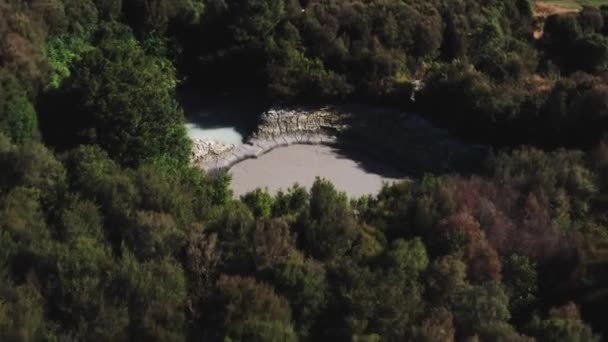 Yeni Zelanda Ağaçlarla Çevrili Gizli Jeotermal Sıcak Çamur Havuzu — Stok video