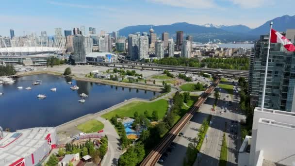 Creekside Park Science World Vancity Downtown Vancouver Kanada Güneşli Bir — Stok video