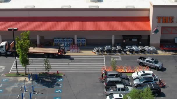 Front Home Depot Aerial Parking Lot Day — Stock Video