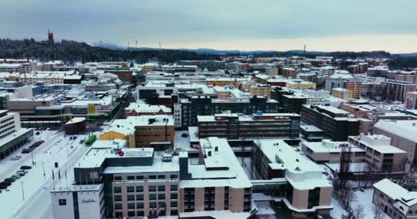 View Snow Covered Apartment Buildings Jyvskyl City Central Finland — Stock Video