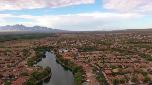 Arizona Boende Bostadsområde Fastighetssamhälle Södra Arizona Med Antenn Utsikt Över — Stockvideo