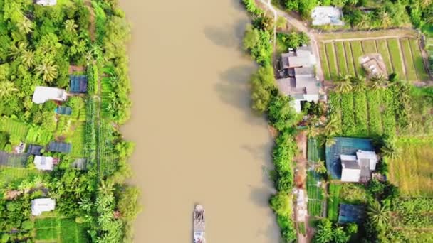 Letecký Tilt Pohled Mekong Delta River Region Vietnamu Asie Krásné — Stock video