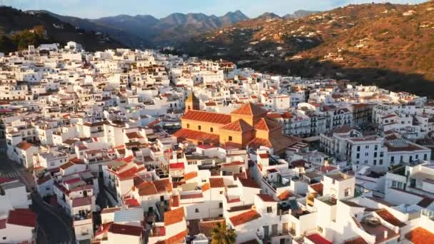 Flygdrönare Utsikt Över Torrox Stad Bergen Spanien Costa Del Sol — Stockvideo