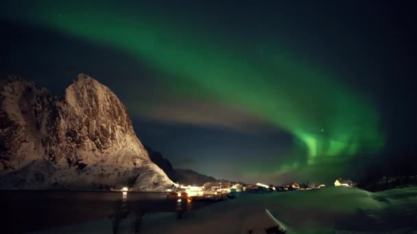 Northern Lights Lofoten Νορβηγία Χρονική Υστέρηση Κατά Διάρκεια Της Νύχτας — Αρχείο Βίντεο