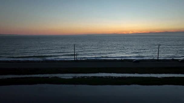 Drone Skott West Beach Väg Whidbey Island Vid Solnedgången — Stockvideo