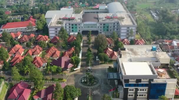 Nagy Egyetemi Campus Körül Indonéz Otthonok Bandung Napkeltekor Légi — Stock videók