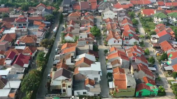 Arriba Abajo Del Barrio Indonesio Local Con Casas Azotea Color — Vídeos de Stock