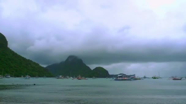 Time Lapse Bay Met Stormachtige Wolken Beweging Nido Filipijnen — Stockvideo