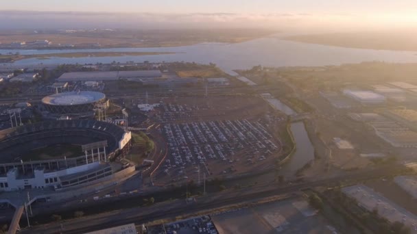 Oakland Bay Area Med Utsikt Över Colosseum Och Arena Vid — Stockvideo