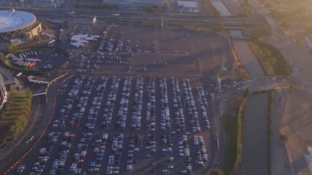 Dramatisk Antenn Utsikt Över Oakland Coliseum Oakland Arena Och Omgivande — Stockvideo