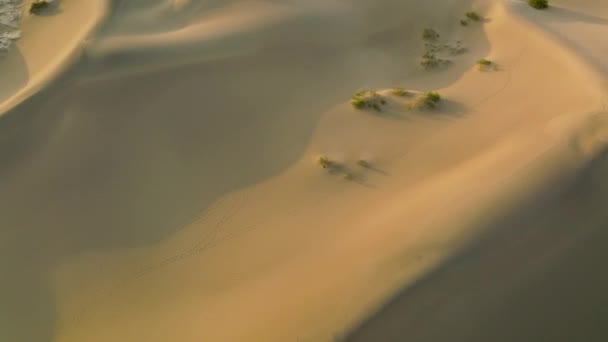 カリフォルニア州の日の出に死の谷の砂丘の空中ビュー ドローン撮影 — ストック動画