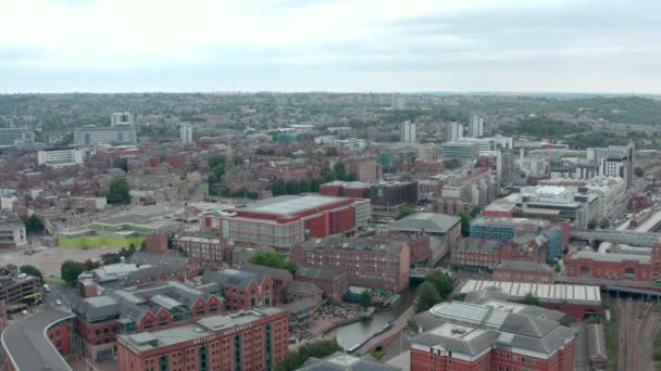 Stigande Drönarskott Södra Centrala Nottingham Och Kanalen — Stockvideo