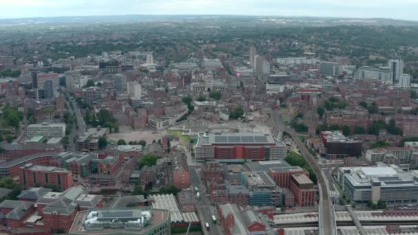 Lange Drohne Richtung Innenstadt Von Nottingham Abgeschossen — Stockvideo