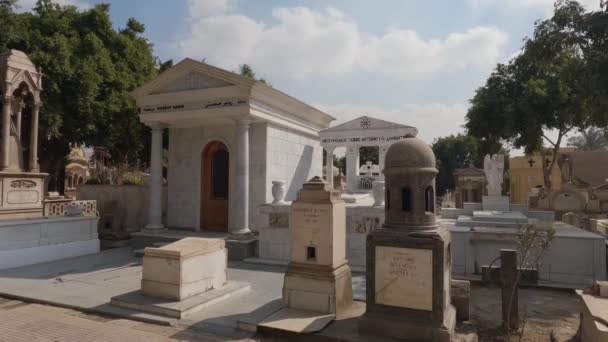 Cementerio Copto Cairo Con Cielo Azul Tumbas Egipcias Verano — Vídeo de stock