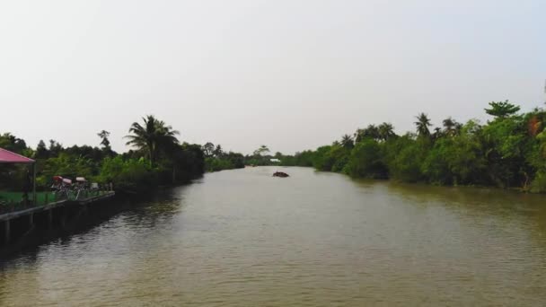 Tiefflug Über Den Kanal Des Mekong Delta Flusses Vietnam Asien — Stockvideo