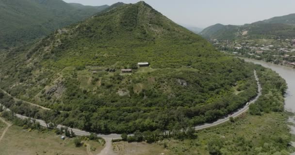 Armaztsikhe Archeologische Site Berg Bagineti Door Oever Van Rivier Mtkvari — Stockvideo