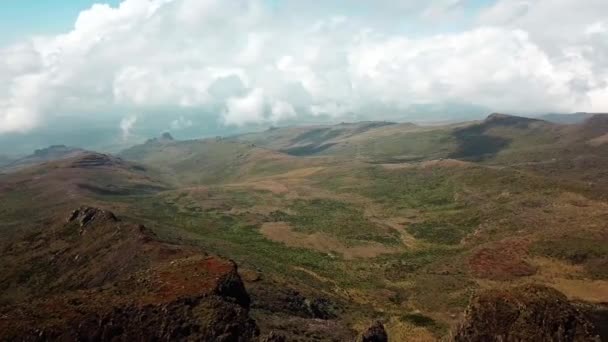 Extinct Shield Volcano Mount Elgon Kenya Uganda Boundary Africa Aerial — Stock Video