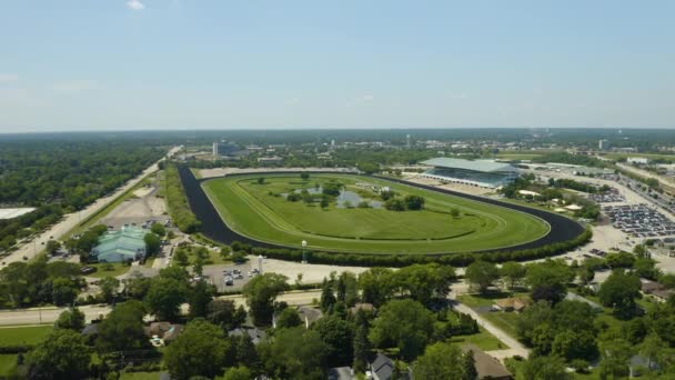 Pedestal Odhaluje Arlington International Racecourse Hot Summer Day — Stock video