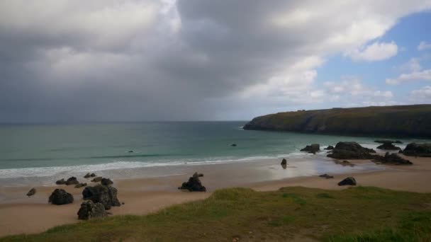 Timelapse Plage Sango Sands Durness Soleil Est Dehors Grand Nuage — Video