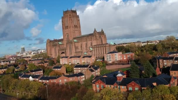Close View Liverpool Cathedral Situated City Center Believed Longest Cathedral — Stock Video