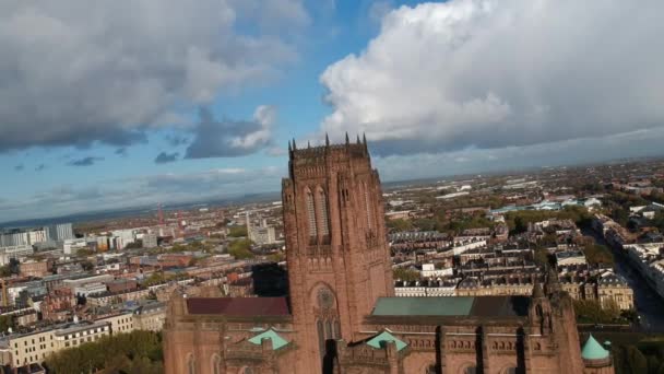 Upclose Look Liverpool Cathedral Surrounding Areas — Stock Video