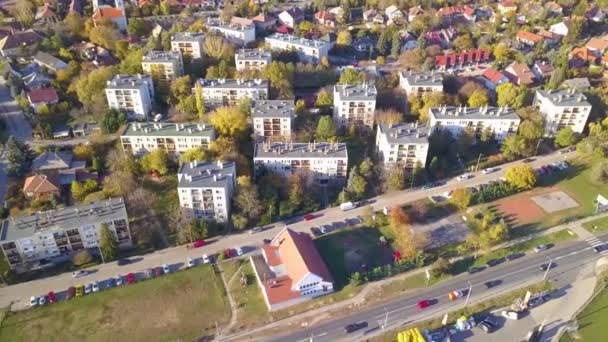 Aerial Orbit Part Drone Shot Blocks Flats Sub Urban Área — Vídeo de stock