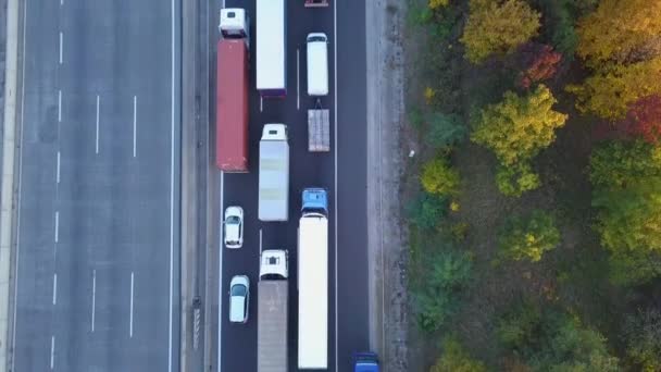 Massiccio Ingorgo Giornaliero Sull Autostrada Ungheria Inquinamento Atmosferico Nella Zona — Video Stock