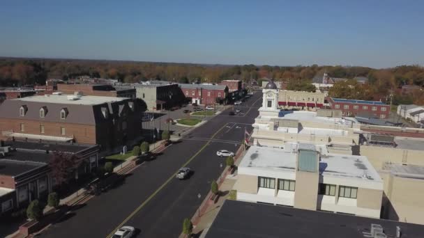 Aerial Downtown Mocksville Észak Karolina 2018 Őszén — Stock videók