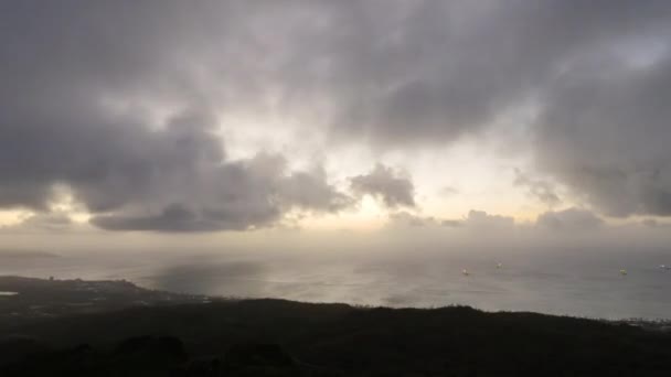 Zeitraffer Vom Gipfel Des Tapochau Saipan Bei Sonnenuntergang — Stockvideo