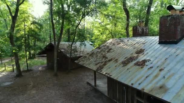 Telhado Lata Cabine Refeitório Acampamento Drone Usado Para Capturar Imagens — Vídeo de Stock