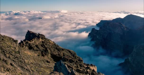 Zee Van Wolken Vanaf Top Van Palma Canarische Eilanden — Stockvideo